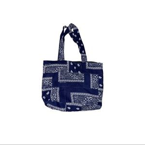 Navy Blue Bandana Tote Bag